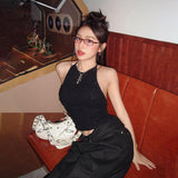 2025 Summer Fashion Trend Women's New Hanging Neck Bare Back Solid Color Bhise Small Vest