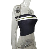 2025 Summer New Ins Sexy Knitted Blouse Female Hit-Colored Stripe Bra Hot Girl Tight Outside Wear