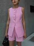 Women's Clothing 2025 Summer New Women's Four-Color Fashion Repair Vest + Shorts Suit Women