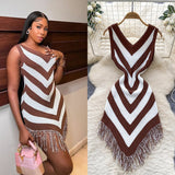 Travel Vacation Wearing Women's Dress Summer Retro Color Linguist Repair Slim Slimy Tuxed Dress