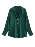 New Women's Clothing In Autumn 2025 20 Color Buff Silk Densate V Collar Long-Sleeved Striped Vertical Shirt