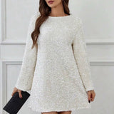 Women's Dress 2025 New Spring Bow Skirt Multi-Colored Bright Sleeve Mini Dress