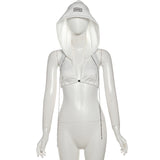 2025 Summer Fashion Trend Women's New Hooded Caps Open Back Strapped To Repair The Street Pats A Vest
