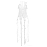 2025 Spring Fashion Trend Women's New Hanging Neck Bare Back Strap Yarn Mesh Repair Small Vest