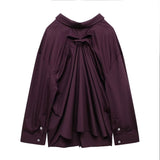 Women's Clothing 2025 Spring New Temperament Fashion Back Folding Loose Long-Sleeved Casual Shirt