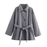 Women's 2025 New Fashion Temperament Double-Necked Belt Soft Coat