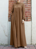 2025 New Muslim Women's Clothing Middle Eastern Arab Style Zippered Open-Shirt Into The Bag Temperament Loose Dress