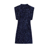 2025 Women's Beads Dress Dress Sleeveless Party With Cushioned Shoulder Mini Dress Y2K