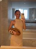 Spring/Summer 2025 Women's New Sexy Sleeveless Knitted Tweed Long Dress