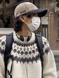 Autumn And Winter Fair Island Jack Flower Sweater Men's Korean Version Of Loose Minority Ethnic Style Design Knitted Shirt