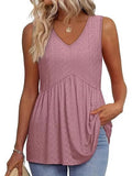 2025 New Women's Vest Flowing Lotus Leaf Side Top Women's Elegant Sleeveless V-Neck Doll Vest