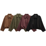 2025 Spring Pilot Jacket Bat Sleeve Zipper Loose Tuffen Jacket Women's Casual Jacket