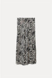 2025 Autumn New Women's Fashion Silk Silk Texture Multi-Color Printing Fan Flute Skirt
