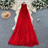 French High-End Sense Niche Fashion Side To Receive Waist Round Collar Long-Sleeved Sweater Dress Female Thin Dress