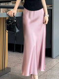 2025 Autumn New Women's Fashion Silk Silk Texture Multi-Color Printing Fan Flute Skirt