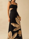 2025 Spring Summer New Women's Black Bare Back Sling Skirt