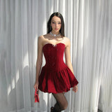 Fashion 2025 Autumn And Winter New Women's Style Sexy One-Character Collar Tective Tective Temperament To Close The Waist Dress