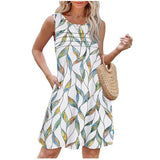 2025 Women's Casual Round Collar Foldless Pocket Dress
