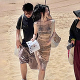 2025 Summer New Women's Fashion Sexy Yi Mengling With The Same Hot Girl Screen Print Long Dress