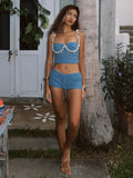 Spring/Summer 2025 New Fashion Sexy Pure Colored Navel Suede Suit Blouse Shorts Set