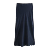2025 Autumn New Women's Fashion Silk Silk Texture Multi-Color Printing Fan Flute Skirt