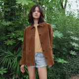 Women's 2025 New Burst Retro Anti-Skinned Velvet Long-Sleeved Jacket Jacket