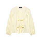 Women's Clothing 2025 New Fashion Temperament With Bow Shirt Top