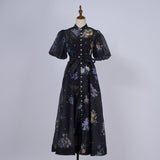 Summer Court Style High Design Feeling Heavy Industry Nail Drill Short Sleeve Single Buckle Dress + Sling