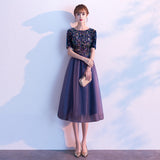 Evening Dress 2025 New Banquet Temperament Long-Term Squins Adult Choir Show Long Dress Tibetan Blue