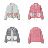 2025 Women's Autumn And Winter New Street Fashion Love Lace Splicing Lattice Cotton Coat