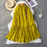 White Half-Dress Women's Dress 2025 Summer Small Medium Long Leisure High-Rise Thin Thong Ponve Cake Skirt