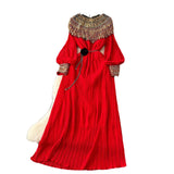 High-End Women's Temperament Dress 2025 Winter Heavy Industry Nail Polish Lily Loose Waist Long-Term Pressure Folding Dress Skirt