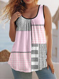 Summer Round Collar Vest New Art Splicing Pattern 3D Digital Printing Sleeveless Women's Folding Vest