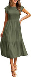 2025 Summer Hot Women's Clothing New To Take Flying Sleeves Pure Color Folding Short-Sleeved Dress Women