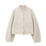 Pflage Dress Short Bomber Jacket 2025 Spring Temperament Collar Single Buckle Long Sleeves Loose Short Coat Woman