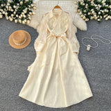 Vintage Light Luxury High-End Sense Polo Collar Dress Female Summer Mesh Embroidery Texture Design Chic Temperament Dress