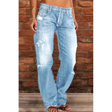 Exploding Wish Ladies Jeans Slimming Water Wash Thorn Trousers Trousers Nk205