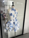 Spring 2025 New Women's Fashion Dress Sexy Bare Back Hanging Neck Repair Dress