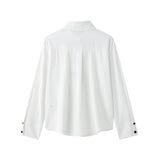 Velvet Bow Ornament Wave Point Printing Casual Shirt 2025 Spring And Summer Long-Sleeved Loose Women's Top