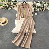 High-End Small Fragrant Wind Two Sets Of Women's Autumn And Winter Knitted Jersey Jacket Sweater Casual Trousers