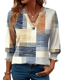 Women's 2025 Fashion Shirt Seven-Sleeve Flower Printed Casual Shirt Summer T-Shirt
