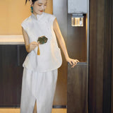New Chinese Cheongsam Improved Young White Certificate Registration Engagement Retro Dress Dress Set Bridal Toast