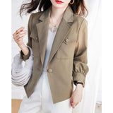 25 Autumn Japan And South Korea New Leisure Long-Sleeved Coat Women's Korean Version Of The Suit Top Jacket Loose Short Windbreaker
