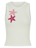 2025 Summer New Women's Fashion Hottie Starfish Decorated Sleeveless Vest Leek Skirt Set