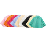 Multi-Color Short Top 2025 Spring Five-Sleeve Retro Temperament Bubble Sleeve Loose Shirt