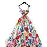 Vintage Court-Styled Sling Dress Women's Summer Waist Repair Senior Sense Temperament Big Swing Dress