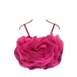 Small-Banded Holiday Wind Eogen Yarn Three-Dimensional Flower Sling Vest Women's Summer New Ocean Chic Short Top