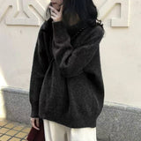 2025 New Ultra-Soft Special Grade Sheep Velvet Korean Version Of Loose Thin Solid Color Base Round Collar Knitted Sweater