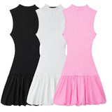 Slim-Backless Sleeveless Dress Floral Bud Dress With Thin Short Skirt Summer New
