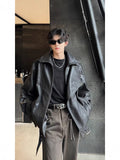 Direct Selling Collar Velvet Version Of The Locomotive Leather Men's Autumn And Winter Leisure Leisure Loose Senior Sense Men's Jacket Tide
